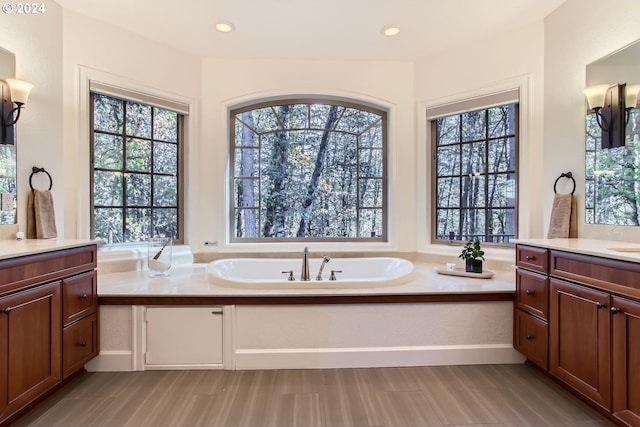 bathroom featuring a bath and vanity