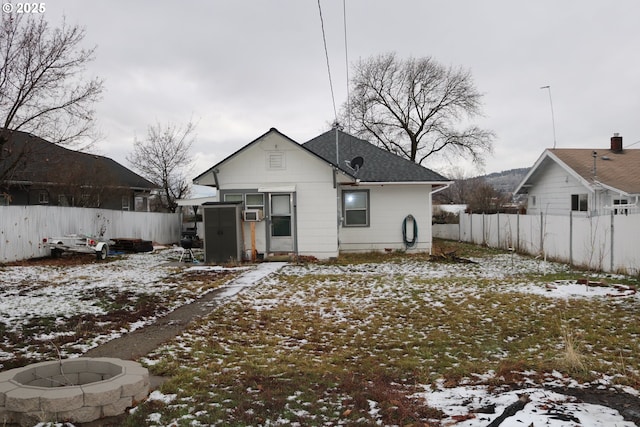 view of snow covered property