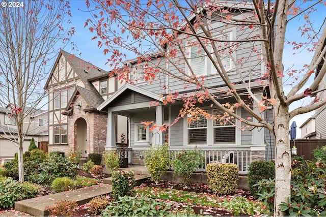 view of front facade featuring covered porch