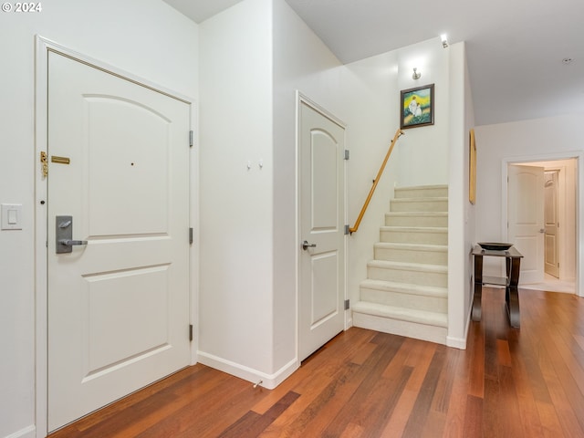 foyer featuring wood-type flooring