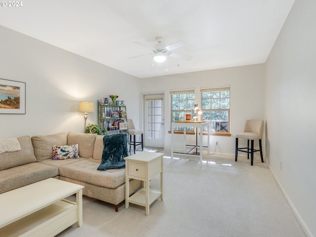 living room with ceiling fan