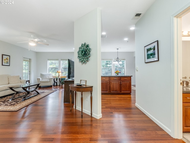 hall featuring dark hardwood / wood-style flooring