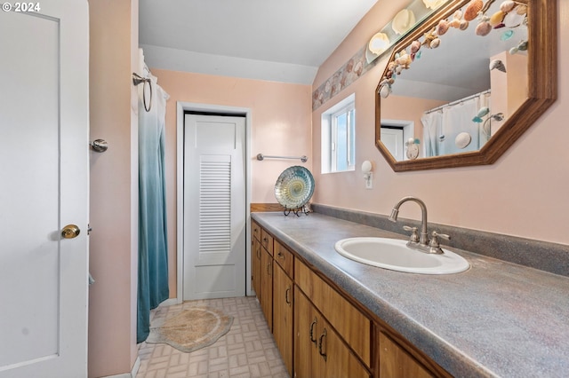 30274 Peoria Rd, Shedd, OR 97377 - full bath featuring brick patterned floors, vanity, and baseboards