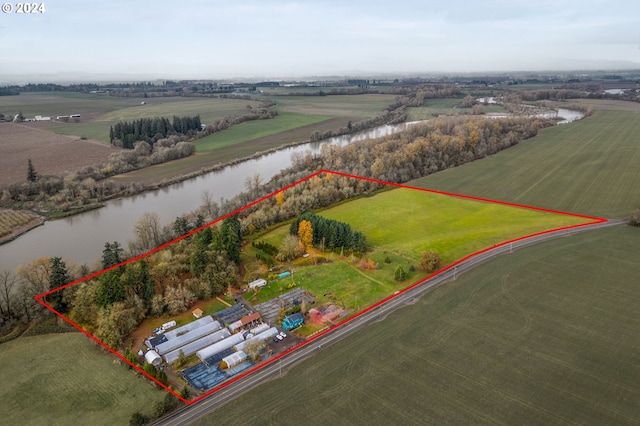 30274 Peoria Rd, Shedd, OR 97377 - overview of rural landscape featuring a large body of water and property parcel outlined