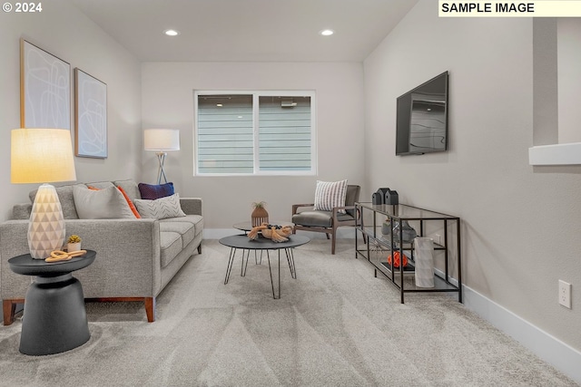 living room featuring carpet floors