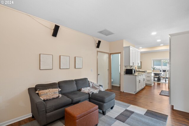 living room featuring wood-type flooring