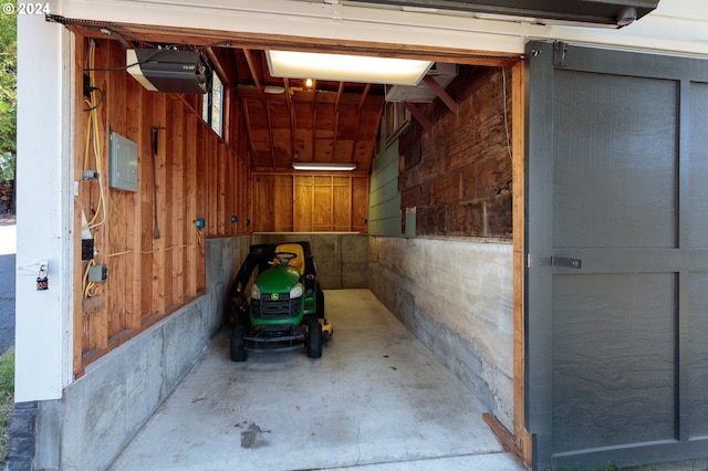 view of horse barn with electric panel