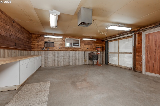 basement with wood walls