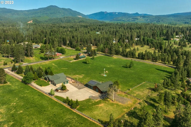 birds eye view of property with a mountain view