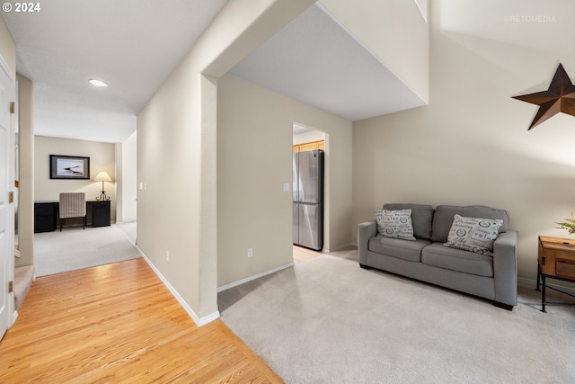 living room with hardwood / wood-style flooring