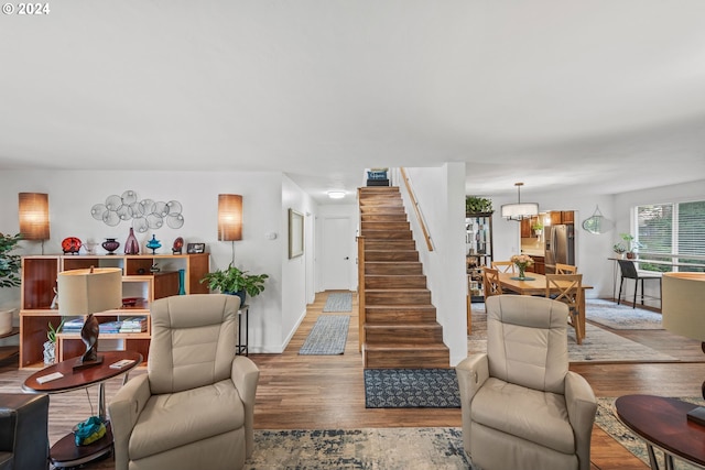 living room with hardwood / wood-style flooring