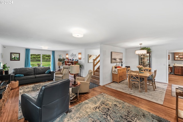 living room with hardwood / wood-style flooring