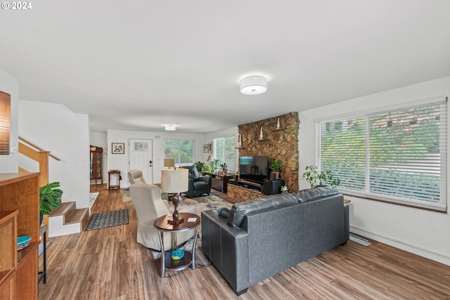 living room with hardwood / wood-style floors