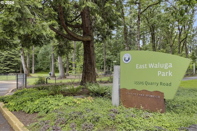 view of community sign