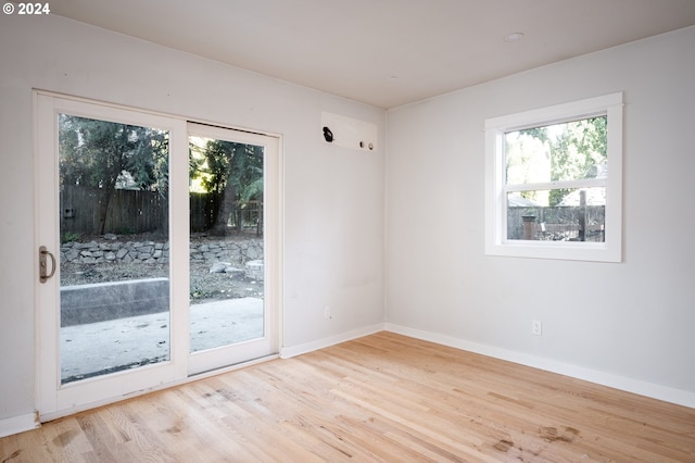 unfurnished room featuring light wood-type flooring and plenty of natural light