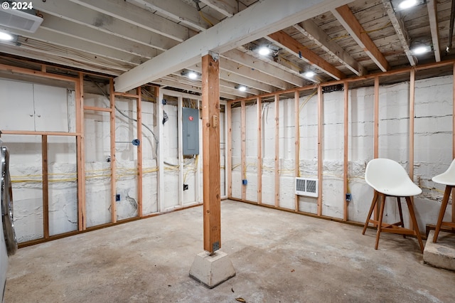 basement with electric panel