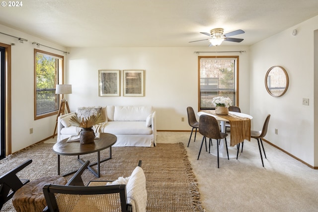 16354 SW 130th Ter Unit 76, King City, OR 97224 - living area featuring baseboards, a ceiling fan, and carpet