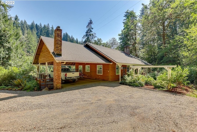 view of front of house featuring a carport