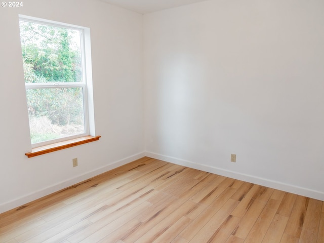 spare room with a wealth of natural light and light hardwood / wood-style floors