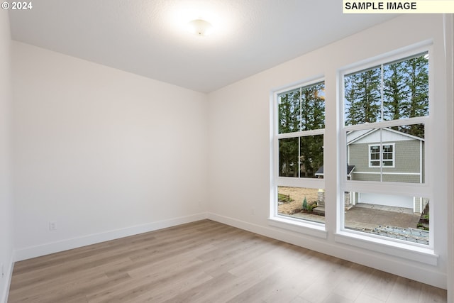 spare room with light hardwood / wood-style floors