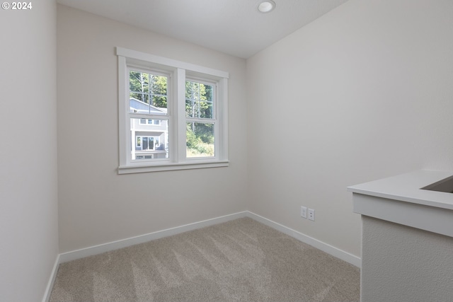 empty room featuring baseboards and carpet floors