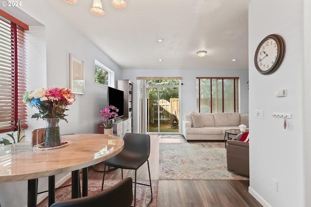 dining room featuring dark wood-type flooring