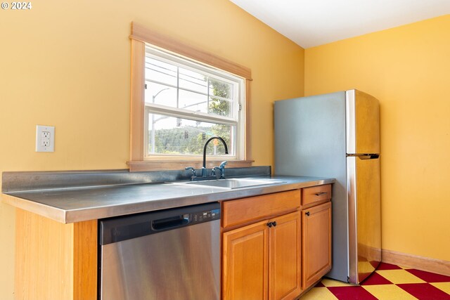 kitchen with sink and stainless steel appliances