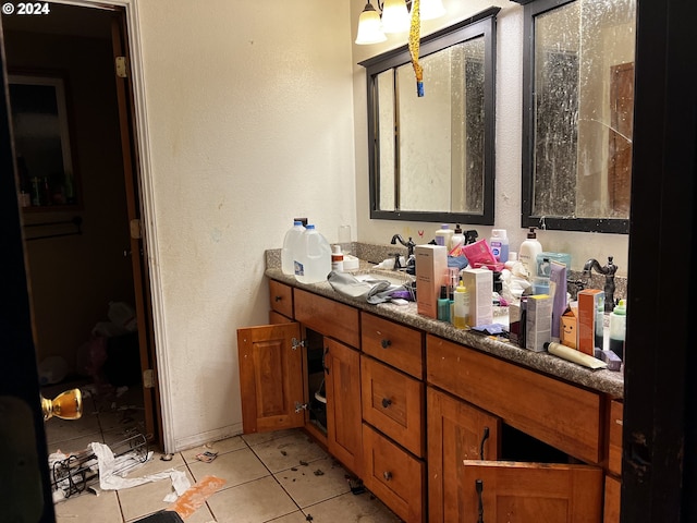 bathroom with vanity and tile patterned floors