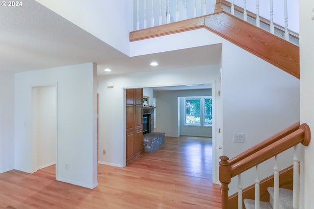 interior space with light hardwood / wood-style floors