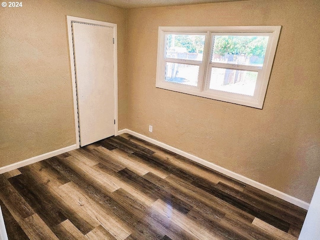 unfurnished room featuring dark wood-type flooring