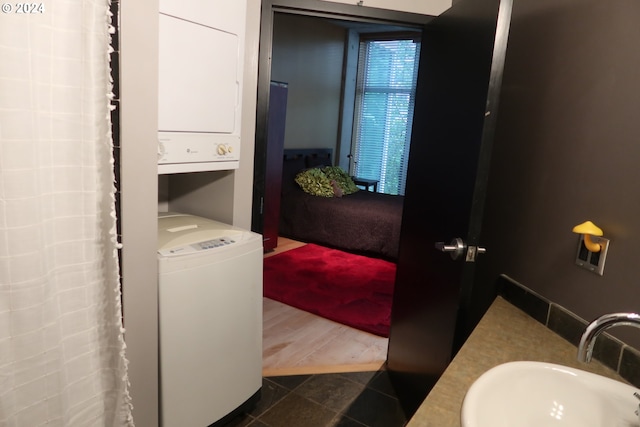 bathroom featuring tile flooring and sink