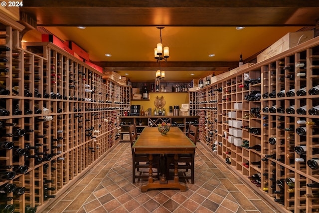 wine cellar featuring recessed lighting