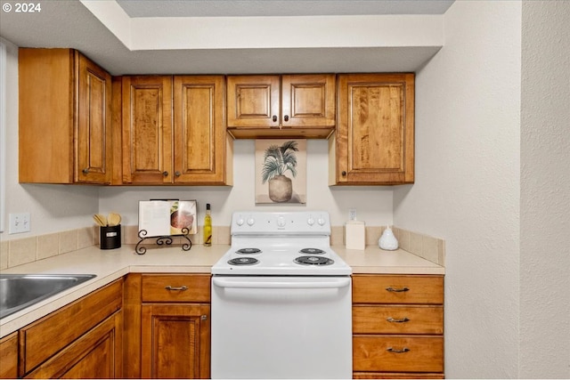 kitchen with sink and electric range