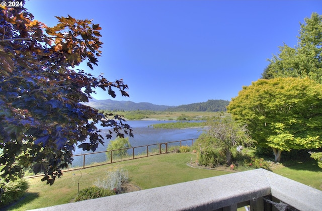 view of water feature with a mountain view