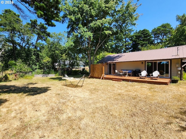 view of yard featuring a deck