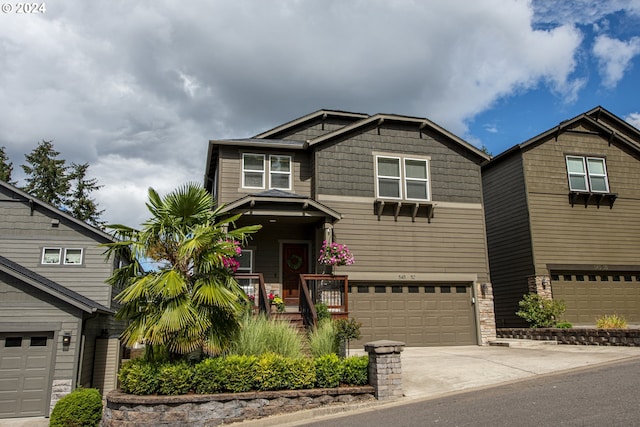 craftsman inspired home featuring a garage