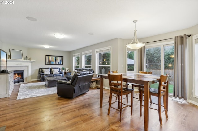 dining room with light hardwood / wood-style flooring