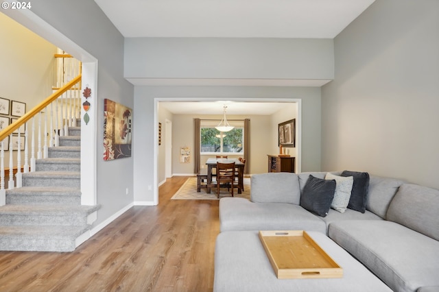 living room featuring light hardwood / wood-style floors