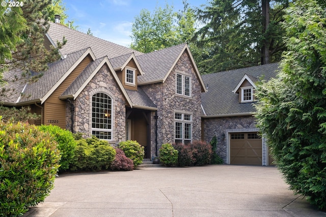 view of front of house with a garage