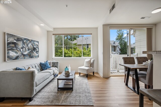 living room featuring light hardwood / wood-style flooring