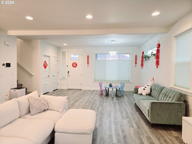 living room featuring hardwood / wood-style floors