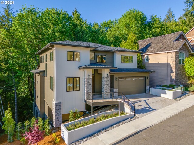 view of front of home with a garage