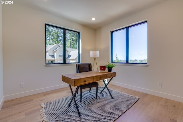 office with light hardwood / wood-style floors