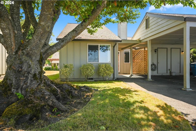 exterior space with a front lawn