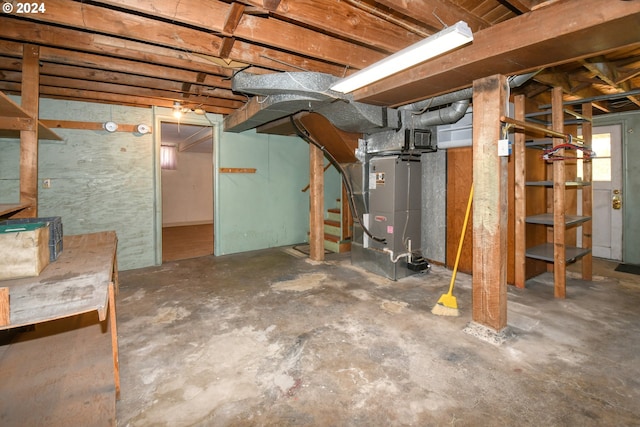 basement with heating unit