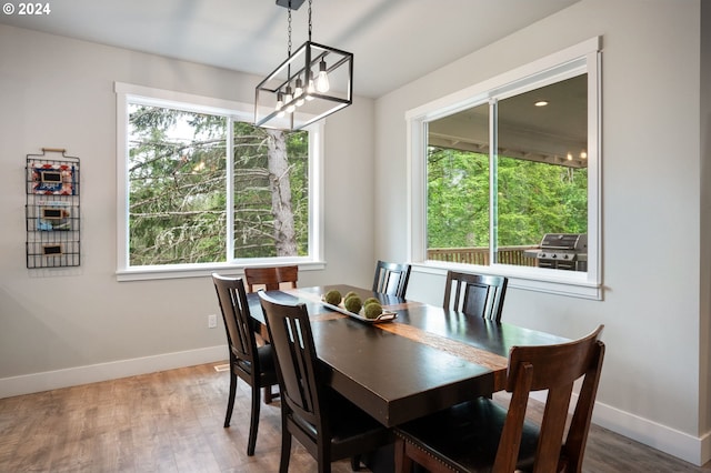 dining room featuring baseboards and wood finished floors