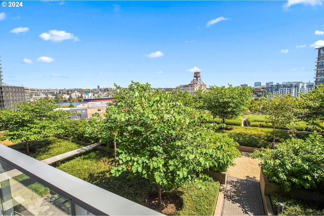 balcony with a city view and a water view