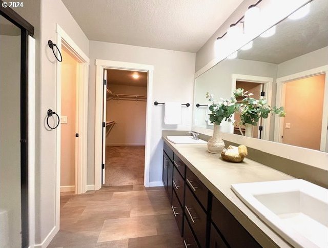 bathroom featuring vanity and a textured ceiling