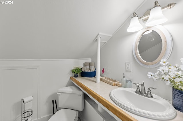 bathroom with toilet and oversized vanity