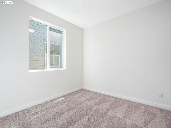 carpeted empty room with visible vents and baseboards